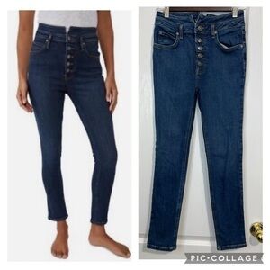 Free People Skyline Skinny Tulsa Blue High Waisted Button-Fly Jeans size 27